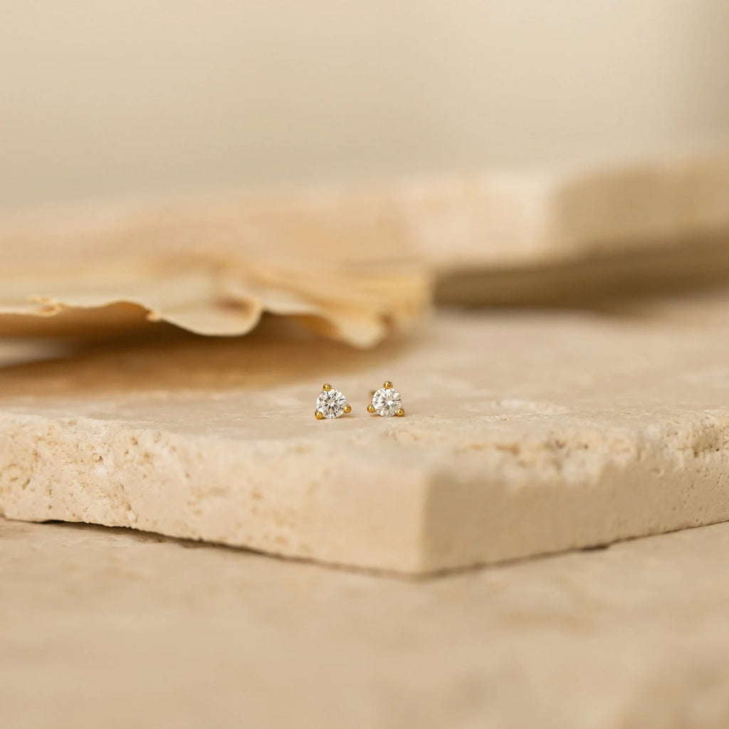 Elena Diamond Studs Silver 18K Gold Plated