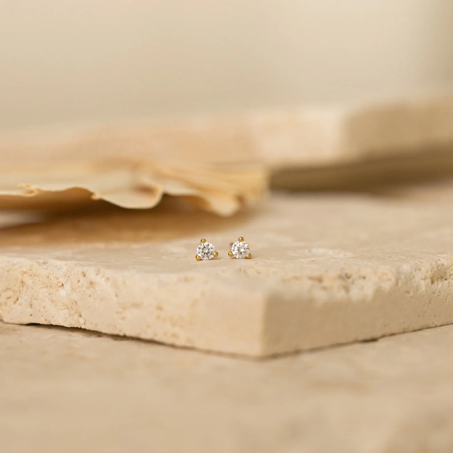 Elena Diamond Studs Silver 18K Gold Plated