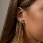 Diamond Leaf Hoops Silver 18K Gold Plated