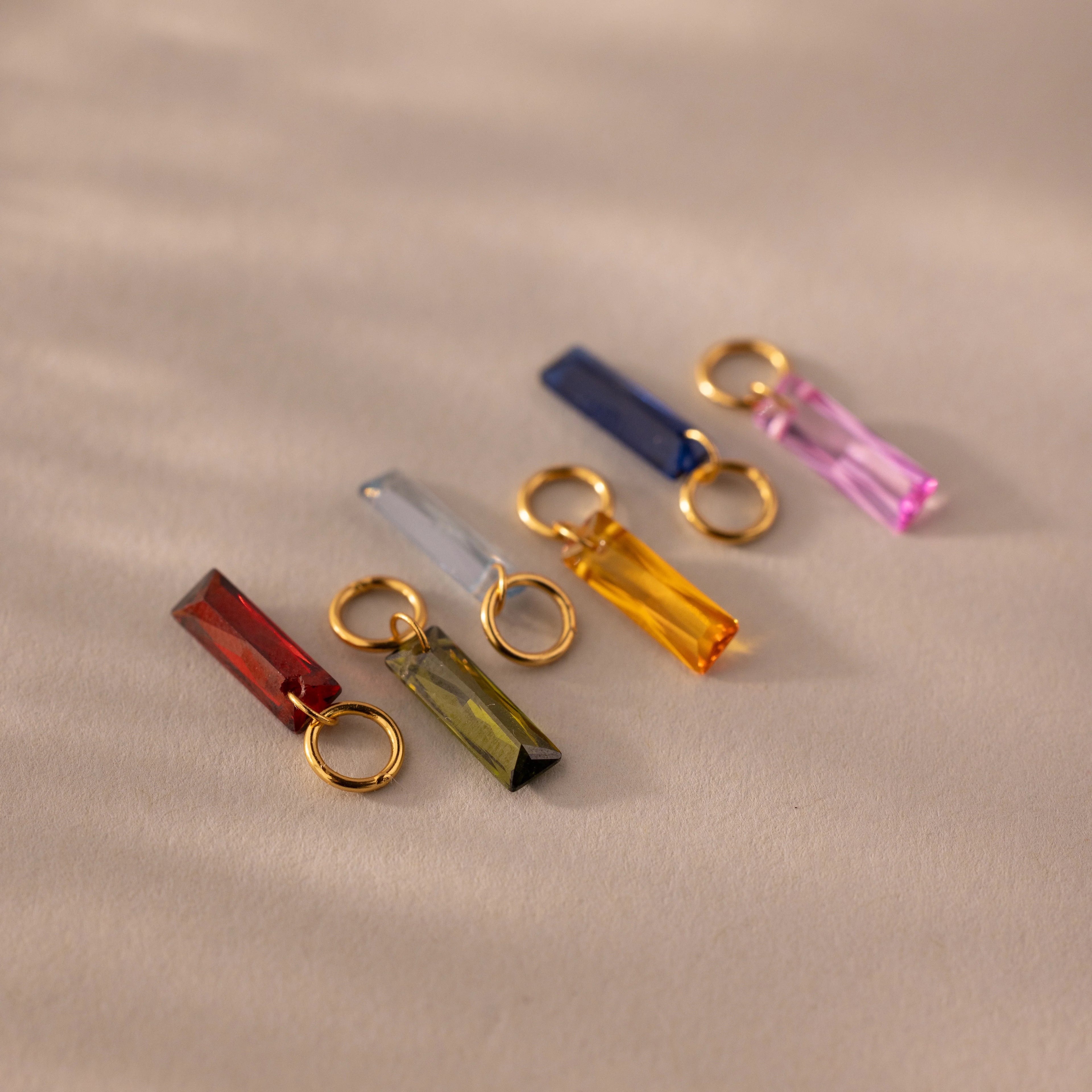 Baguette Cut Topaz Charm Silver 18K Gold Plated