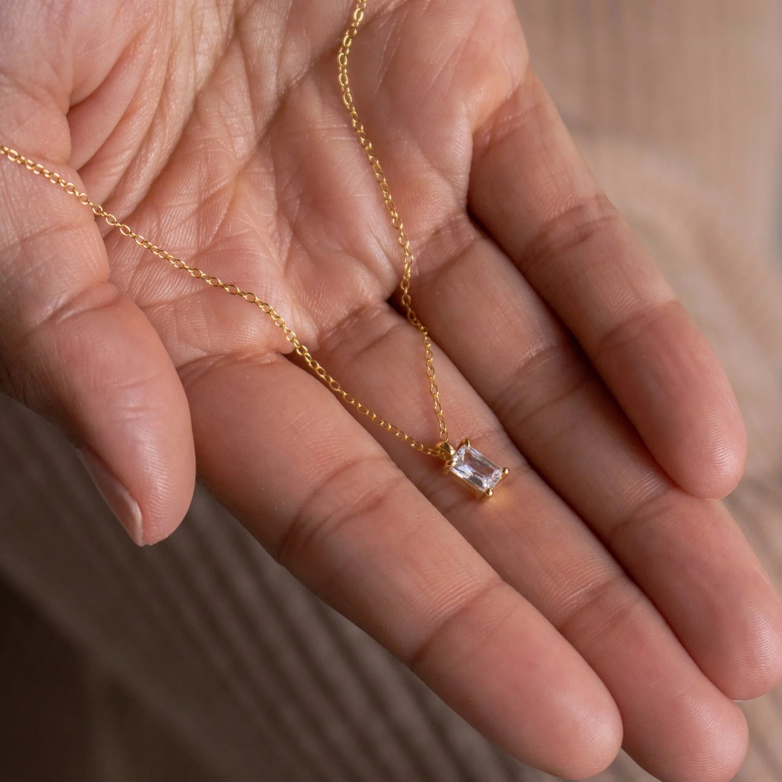 Sage Diamond Necklace Silver 18K Gold Plated