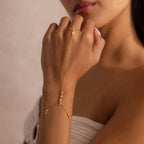 Diamond Cluster Hand Chain Bracelet Silver 18K Gold Plated