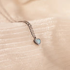 Tiny Opal Heart Necklace  Silver 18K Gold Plated