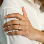 Modern Initial Birthstone Ring Silver 18K Gold Plated