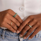 Jade Diamond Ring Silver 18K Gold Plated