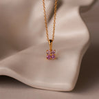 Ombre Pink Tourmaline Flower Necklace Silver 18K Gold Plated