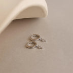 Pave Cross Huggies Silver 18K Gold Plated