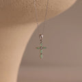 Marquise Jade Cross Necklace Silver 18K Gold Plated