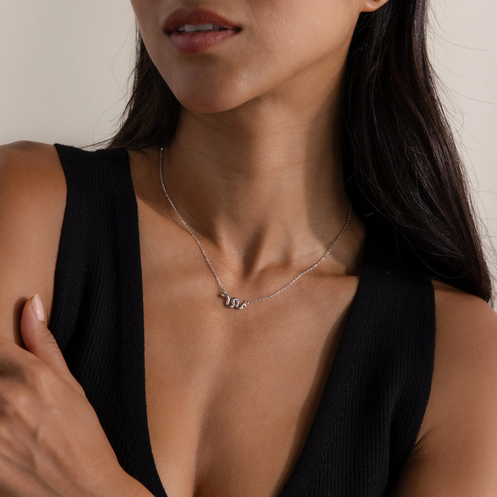 Diamond Viper Necklace Silver 18K Gold Plated