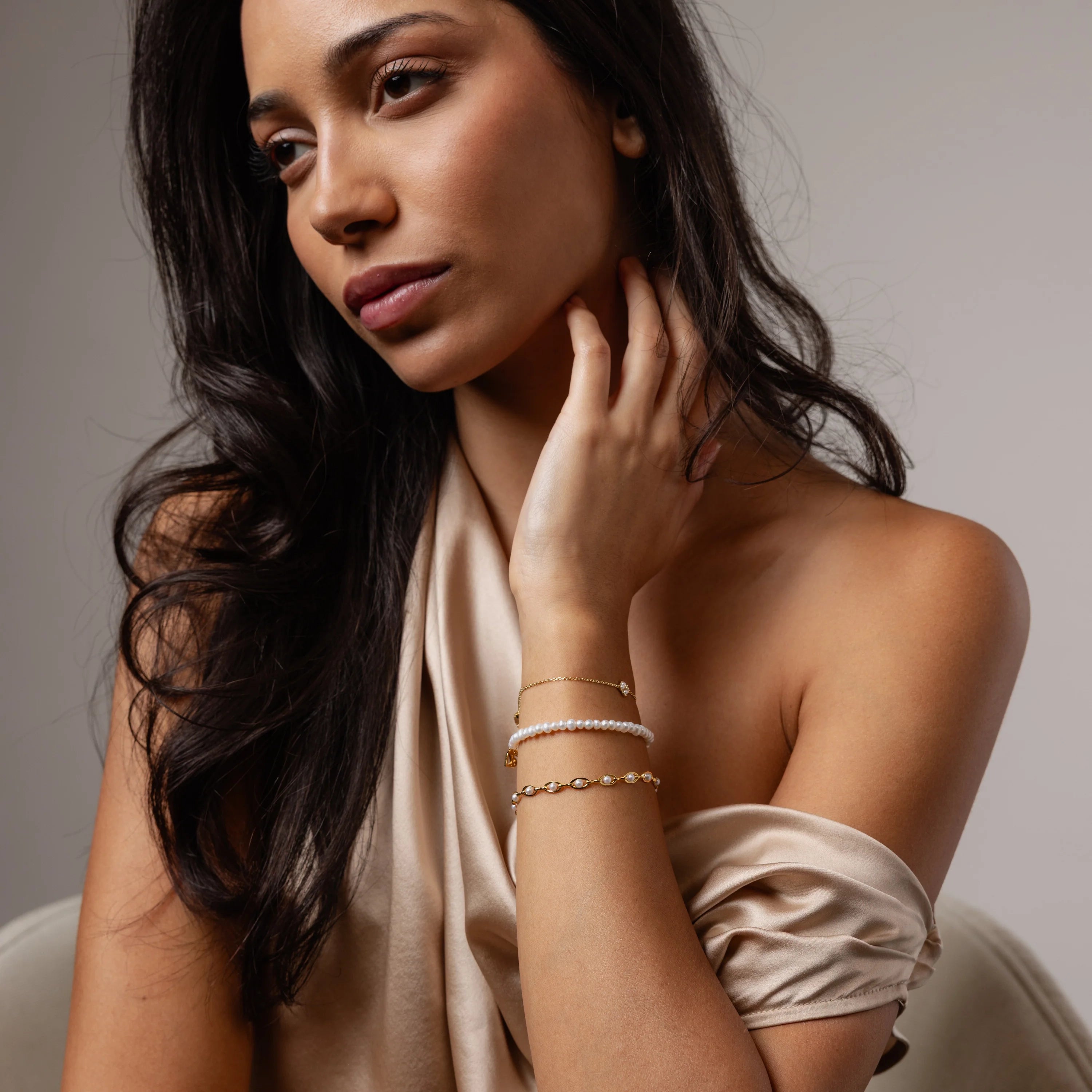 Venus Pearl Bracelet Silver 18K Gold Plated