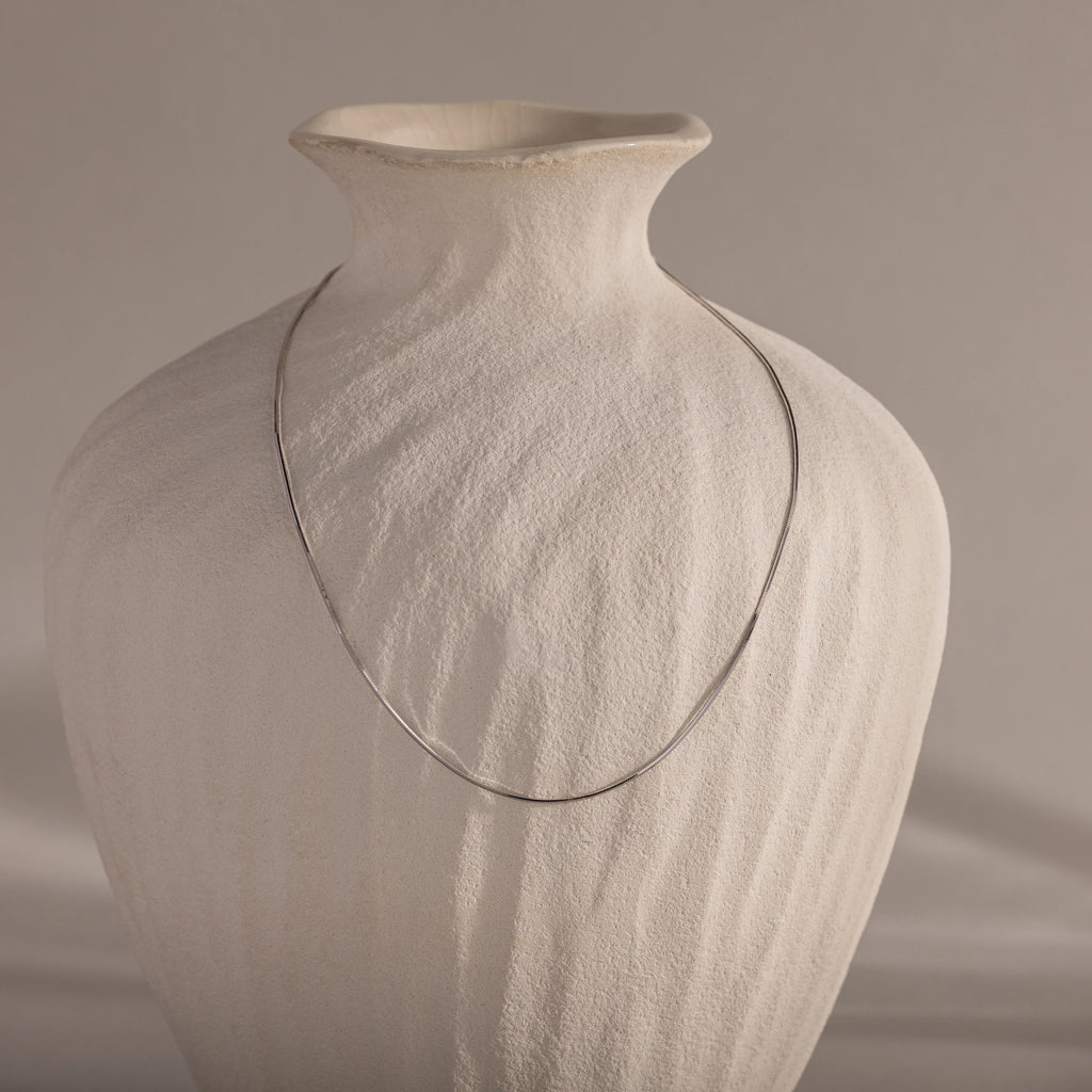 Dainty Herringbone Necklace Silver 18K Gold Plated