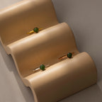 Round Jade Ring Silver 18K Gold Plated