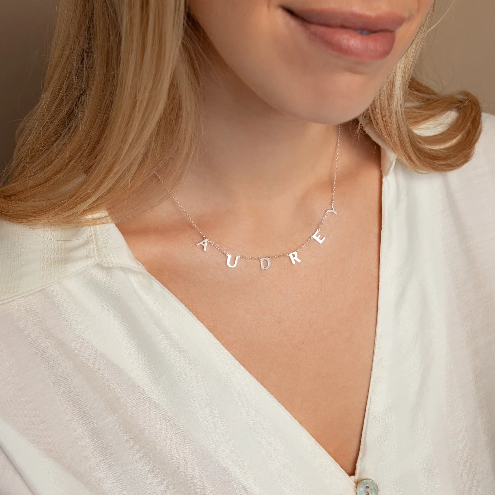 Apollo Letter Name Necklace Silver 18K Gold Plated