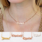 Old English Name Necklace Silver 18K Gold Plated