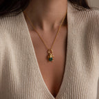 Malachite Beetle Charm Silver 18K Gold Plated