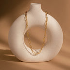 Diamond Paperclip Necklace Silver 18K Gold Plated