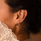 Rounded Pearl Flower Studs Silver 18K Gold Plated