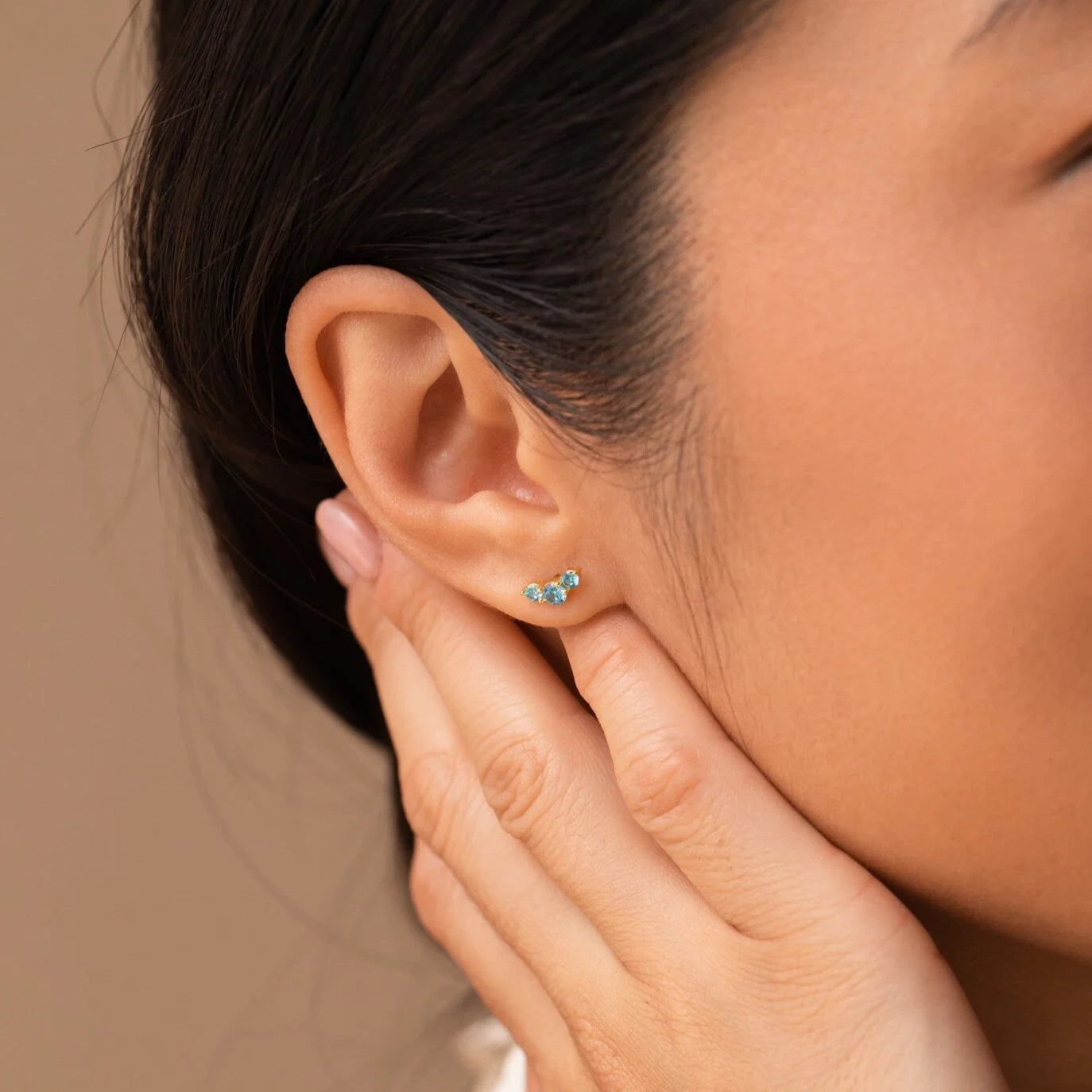 Topaz Stud Earrings Silver 18K Gold Plated