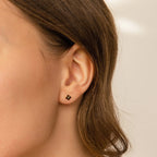 Black Diamond Flower Studs Silver 18K Gold Plated