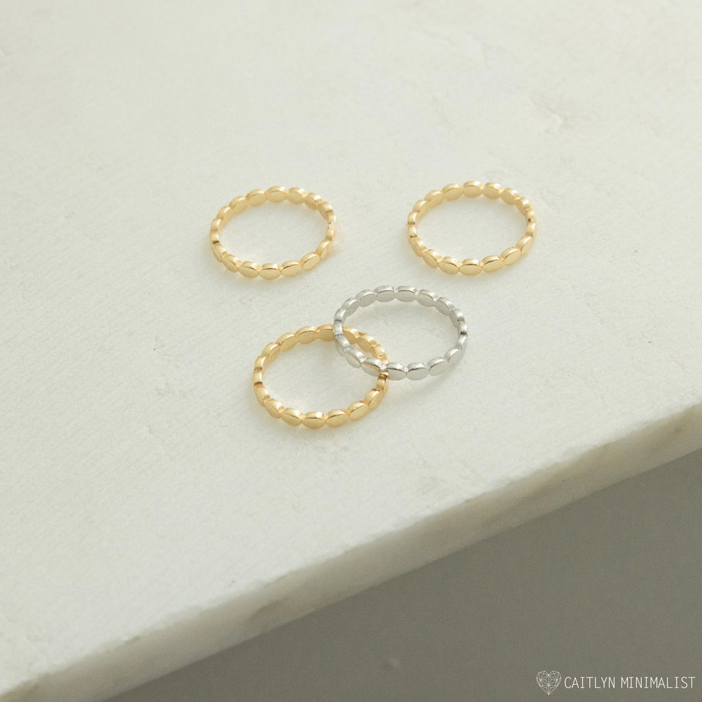 Beaded Ring Silver 18K Gold Plated