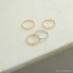 Beaded Ring Silver 18K Gold Plated
