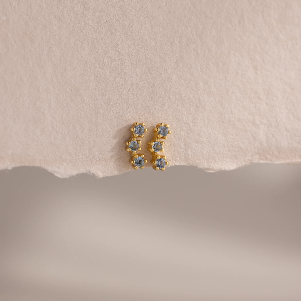 Aquamarine Cluster Flatback Studs Silver 18K Gold Plated