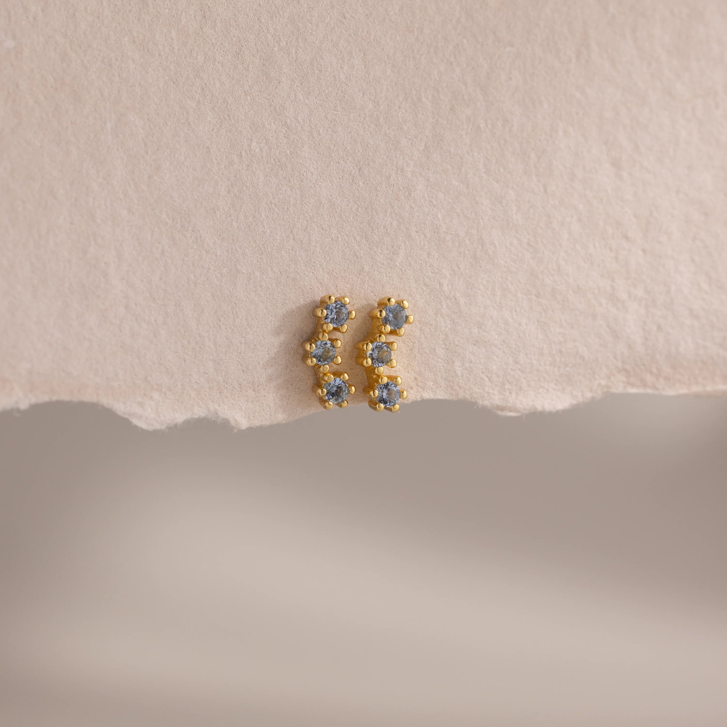 Aquamarine Cluster Flatback Studs Silver 18K Gold Plated