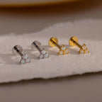 Opal Cluster Flatback Studs Silver 18K Gold Plated
