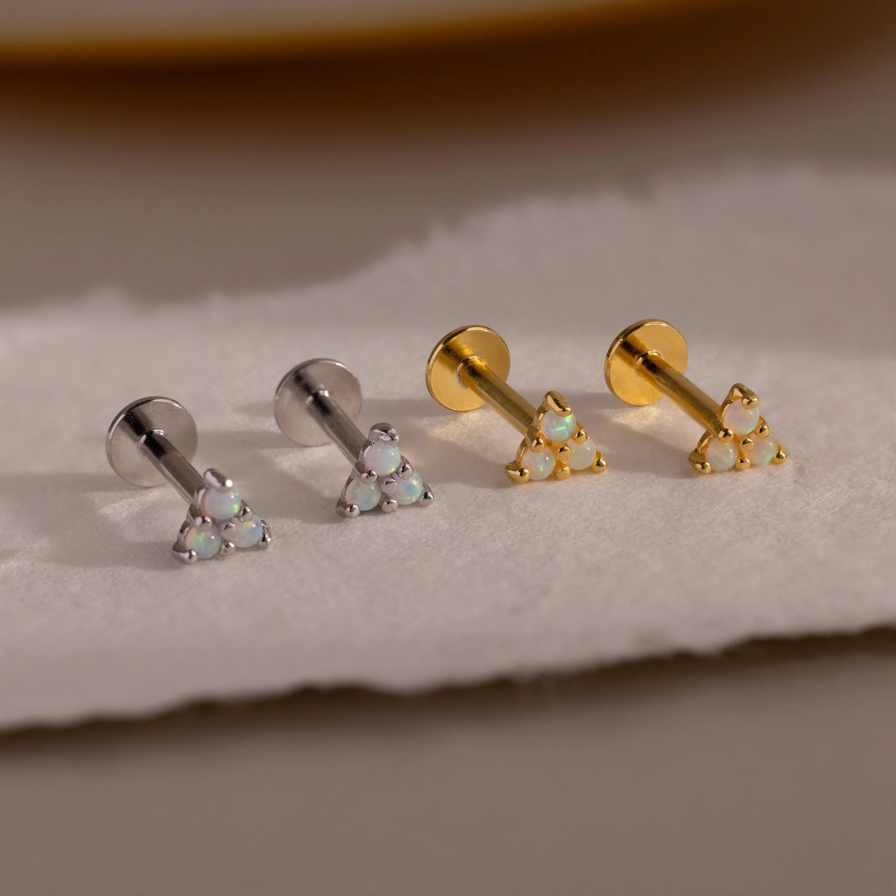 Opal Cluster Flatback Studs Silver 18K Gold Plated