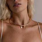 Pearl Cuff Choker Necklace Silver 18K Gold Plated