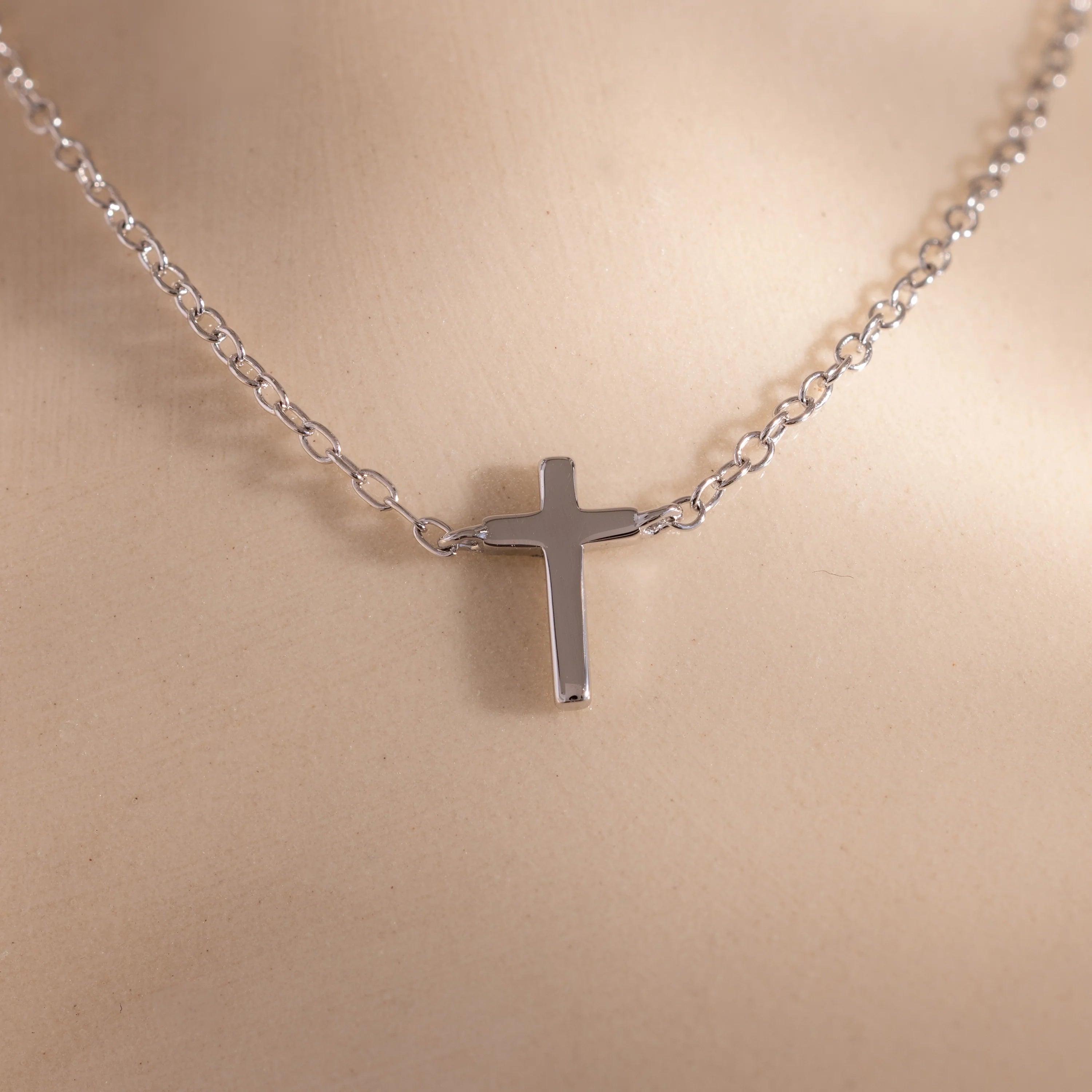 Dainty Cross Necklace Silver 18K Gold Plated