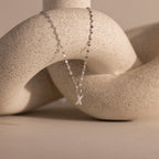 Dainty Pave Letter Necklace Silver 18K Gold Plated