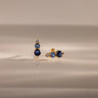 Ombre Blue Zircon Flatback Studs Silver 18K Gold Plated