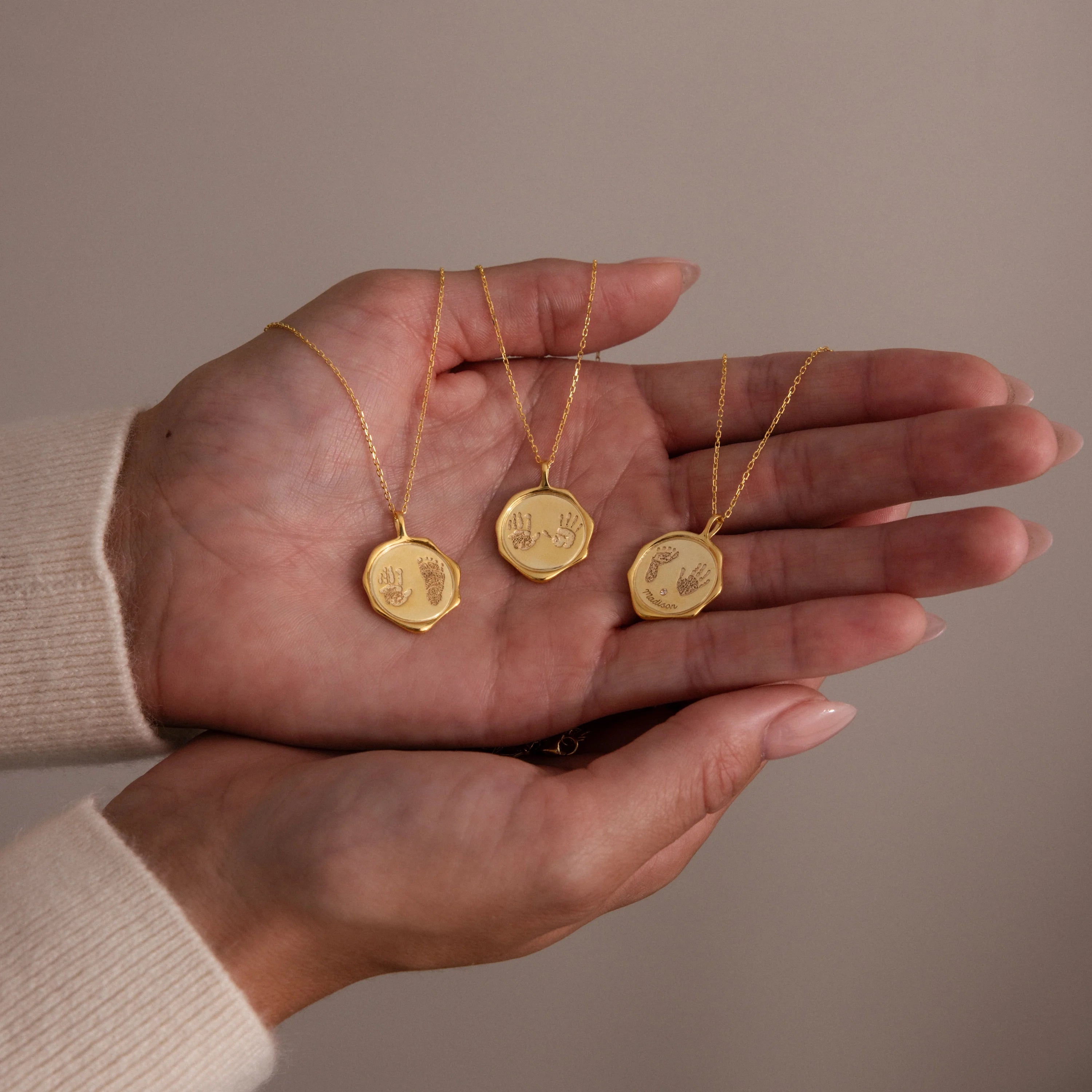 Baby Hand & Footprint Necklace Silver 18K Gold Plated