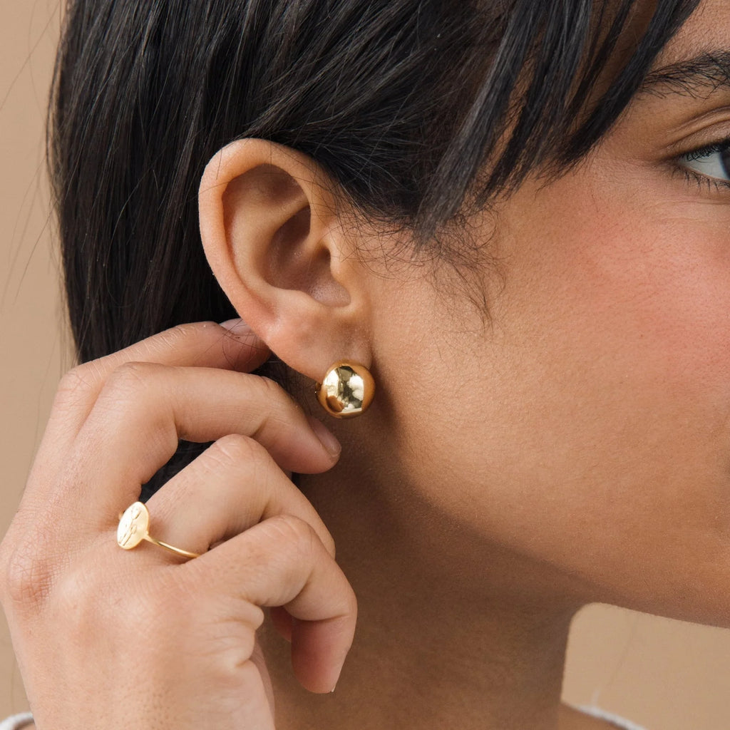 Chunky Ball Hoops Silver 18K Gold Plated