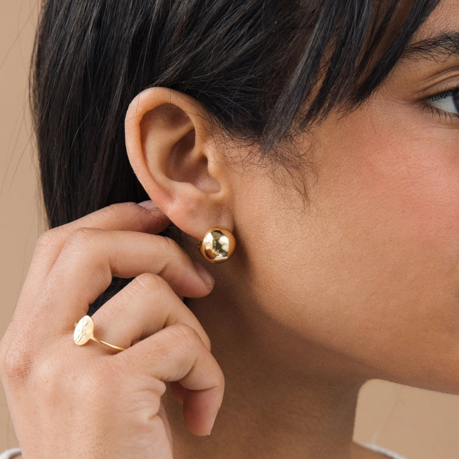 Chunky Ball Hoops Silver 18K Gold Plated