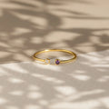 Tiny Dual Birthstone Ring Silver 18K Gold Plated
