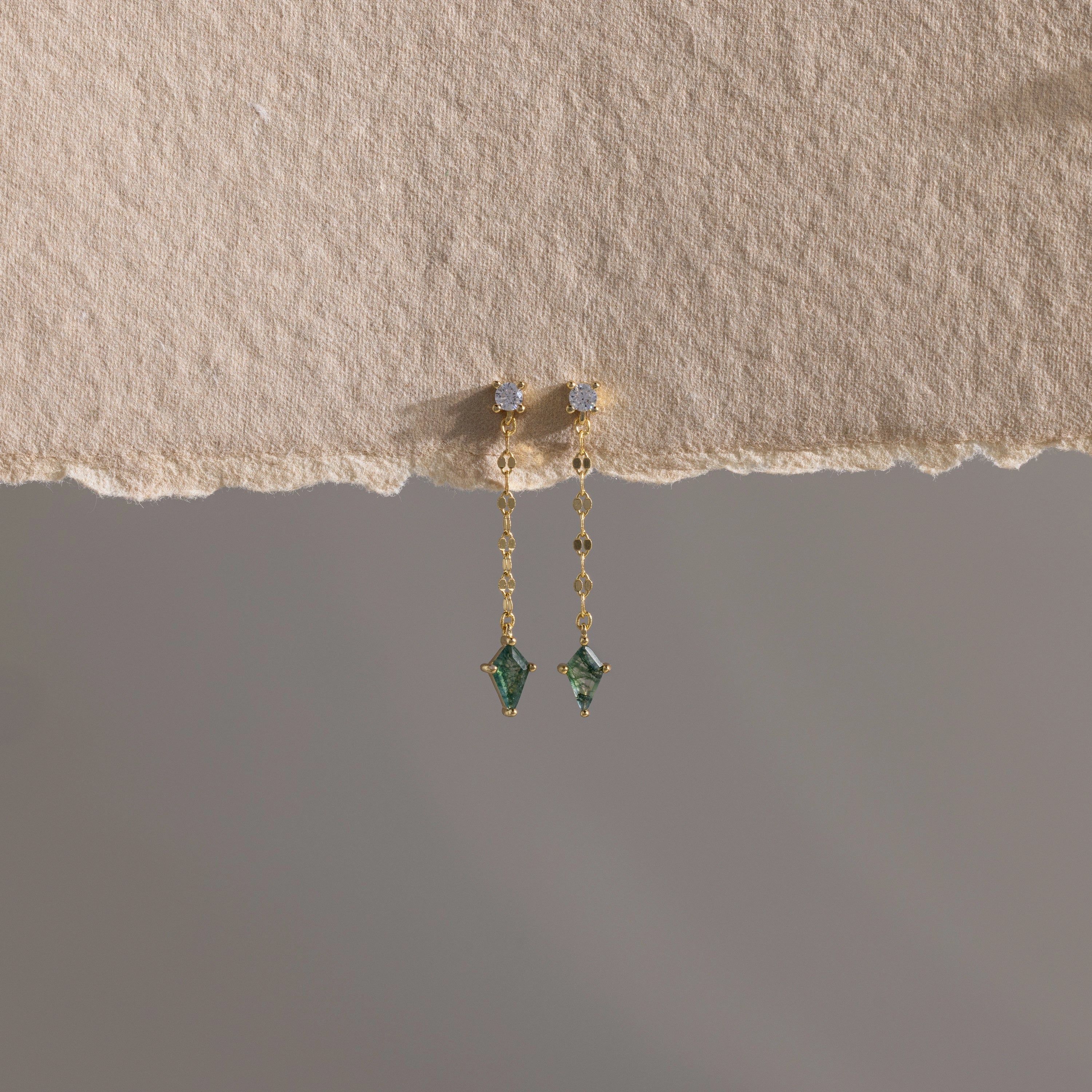 Agate Diamond Dangle Earrings Silver 18K Gold Plated