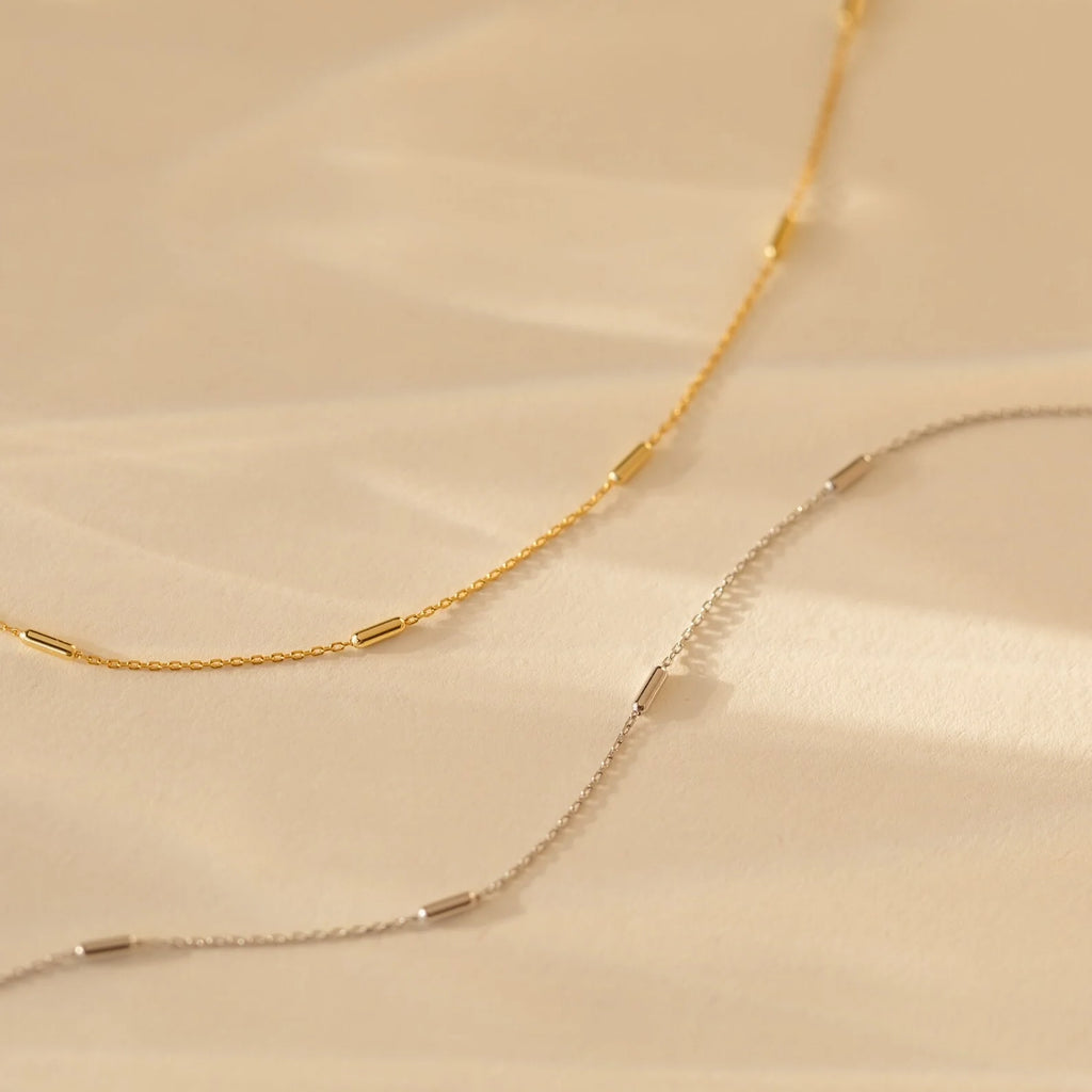 Bar Station Necklace Silver 18K Gold Plated