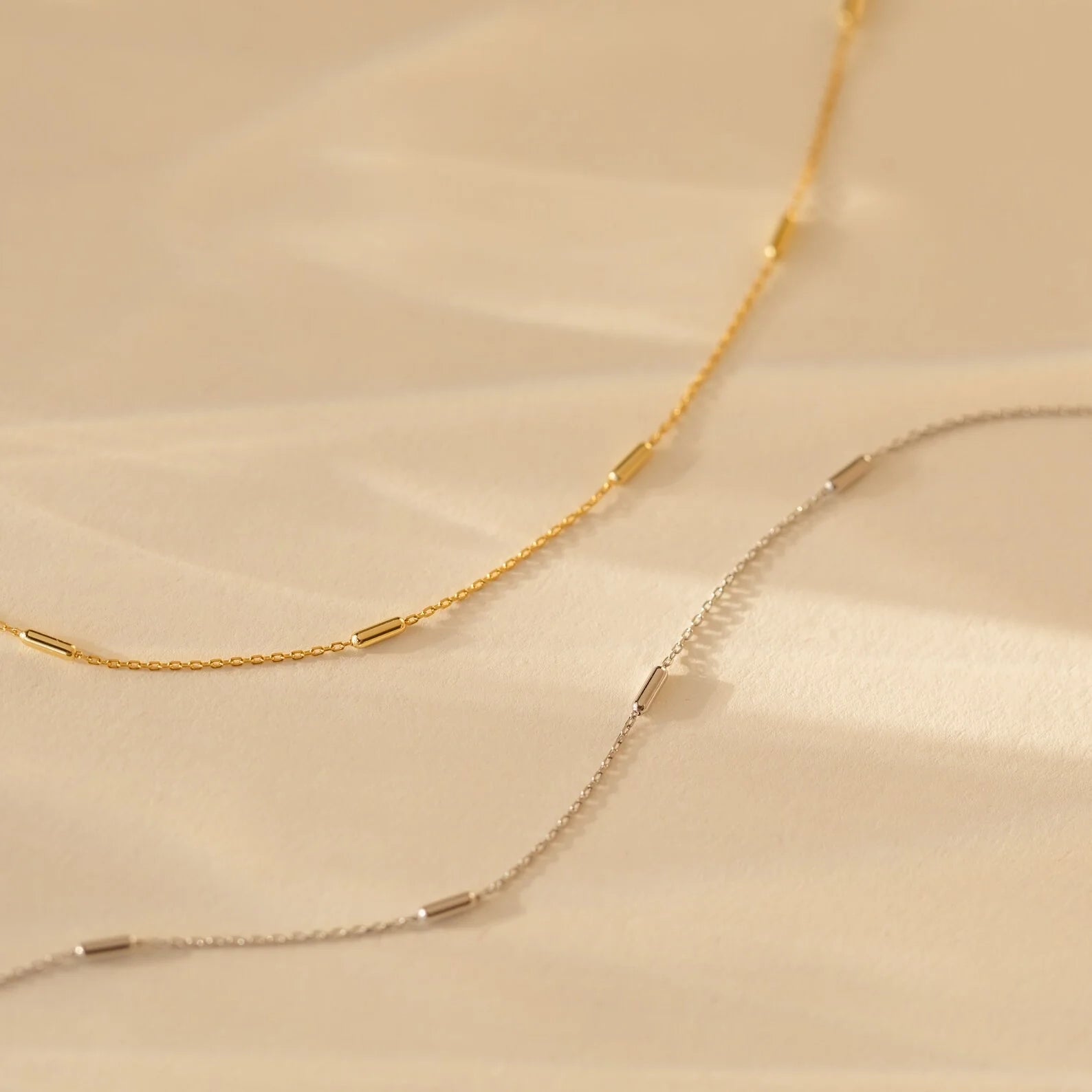Bar Station Necklace Silver 18K Gold Plated