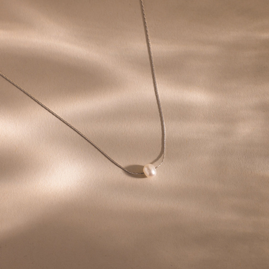 Tiny Pearl Dot Necklace Silver 18K Gold Plated