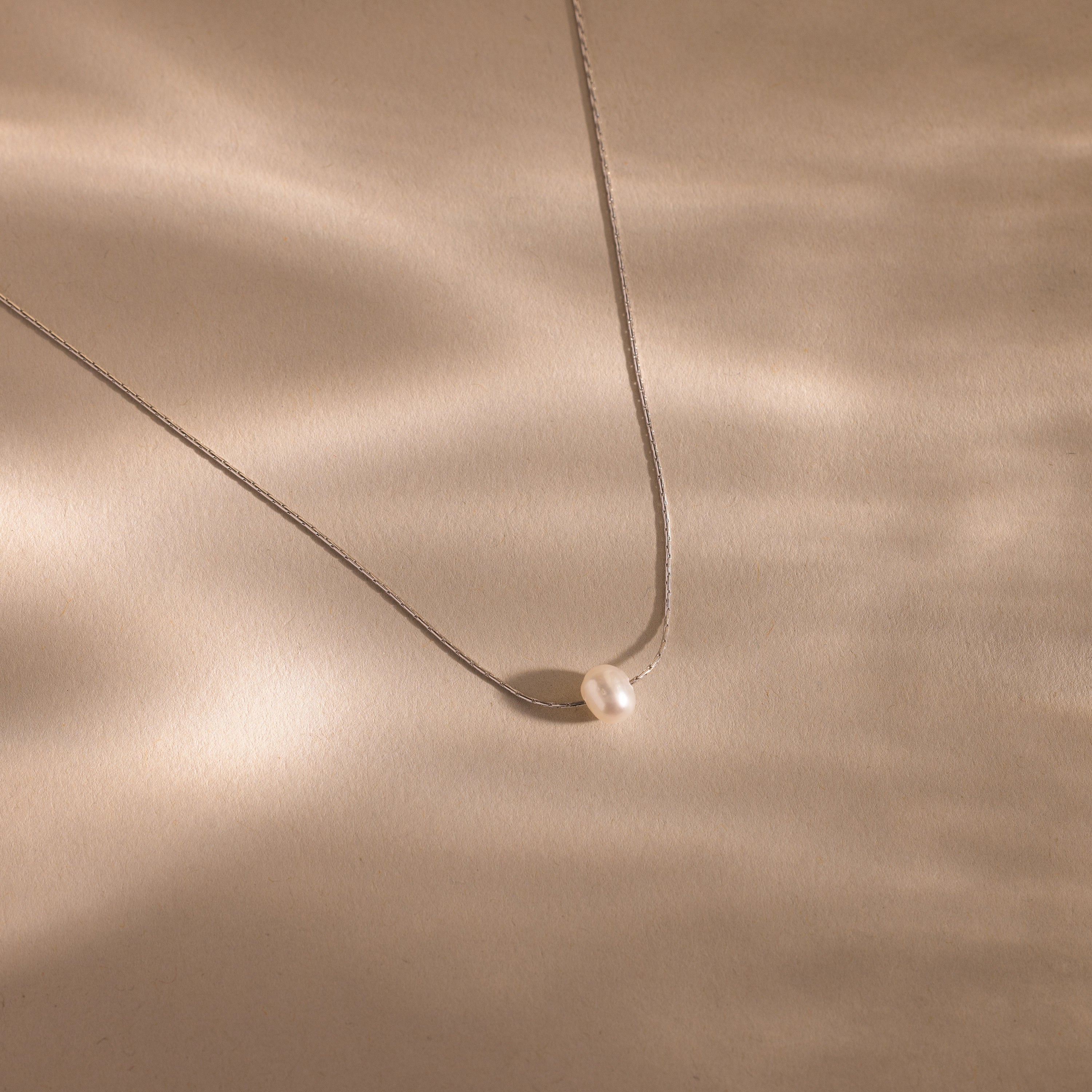 Tiny Pearl Dot Necklace Silver 18K Gold Plated