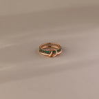 Eternity Band Duo Emerald Tennis Linked Ring Silver 18K Gold Plated