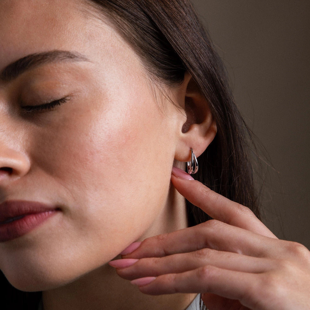 Oval Duo Hoops Silver 18K Gold Plated