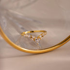 Heart Curve Cluster Ring Silver 18K Gold Plated
