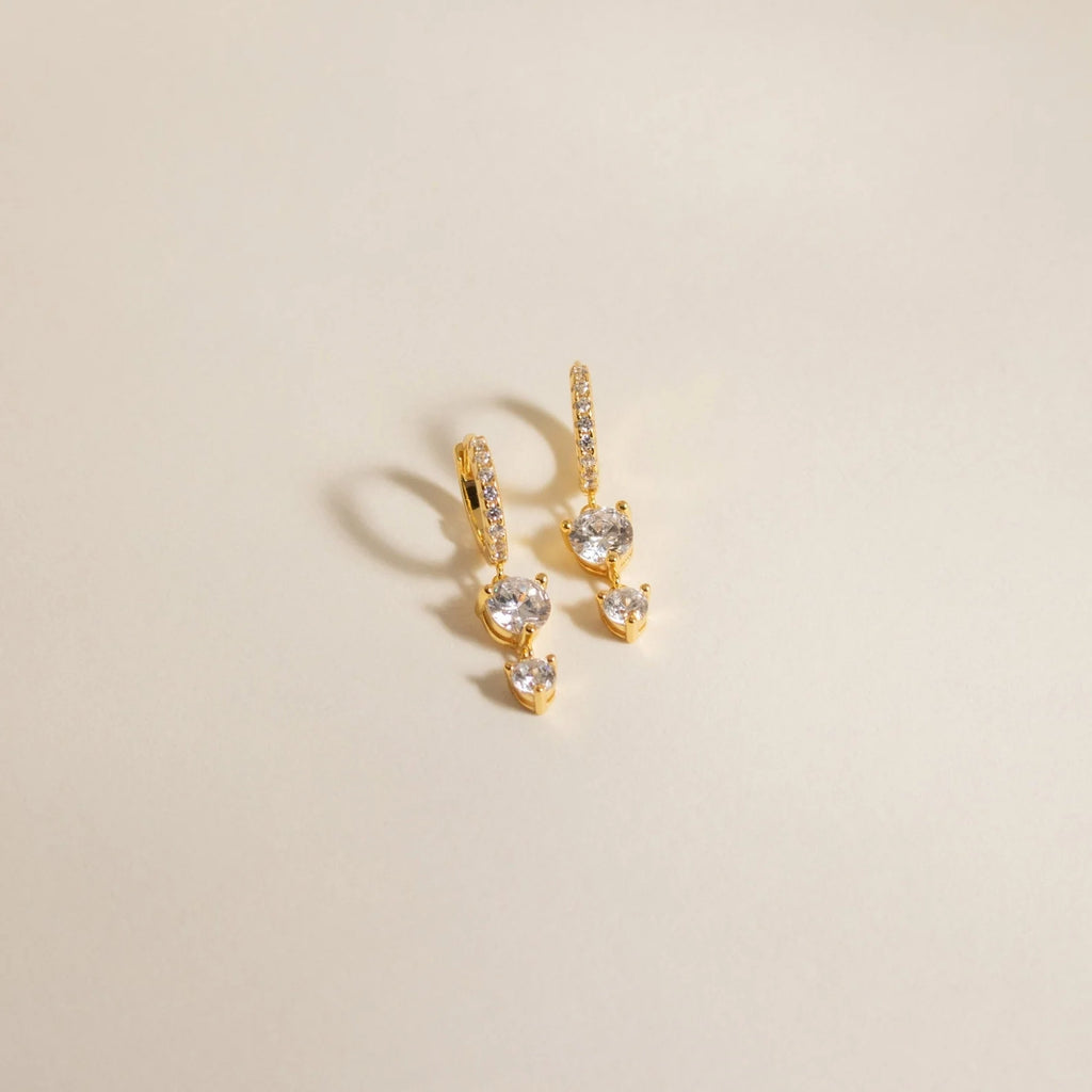 Diamond Caroline Pave Drop Huggies Silver 18K Gold Plated