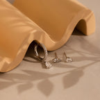 Diamond Drop Earrings Set Silver 18K Gold Plated