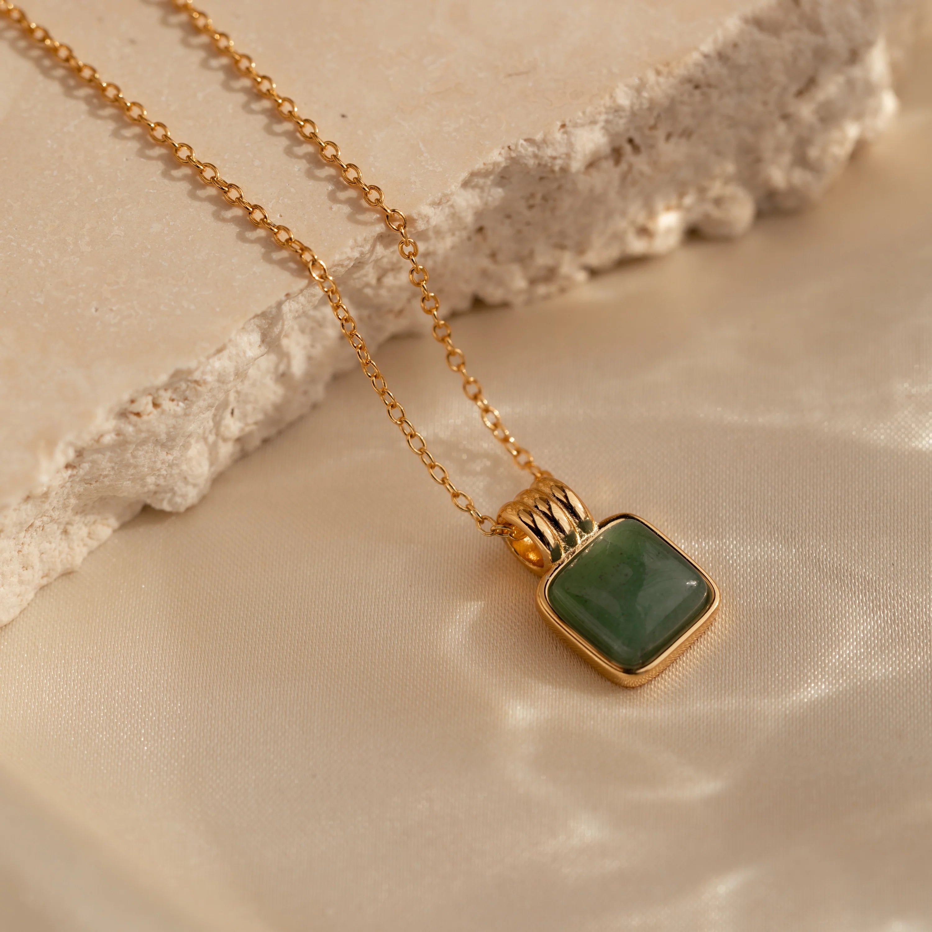 Jade Pendant Necklace Silver 18K Gold Plated