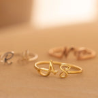 Hallie Duo Initial Ring Silver 18K Gold Plated