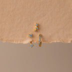 Aquamarine Earring Trio Set Silver 18K Gold Plated
